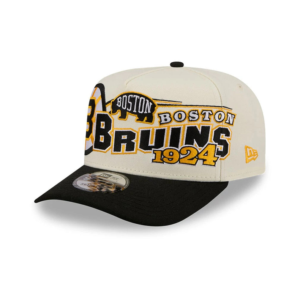 Boston Bruins NHL Classic White 9FIFTY A-Frame Snapback Adjustable Cap-Benirox