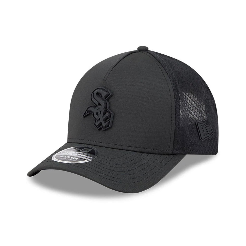 Chicago White Sox MLB Badged Black 9FORTY M-Crown A-Frame Trucker Cap-Benirox