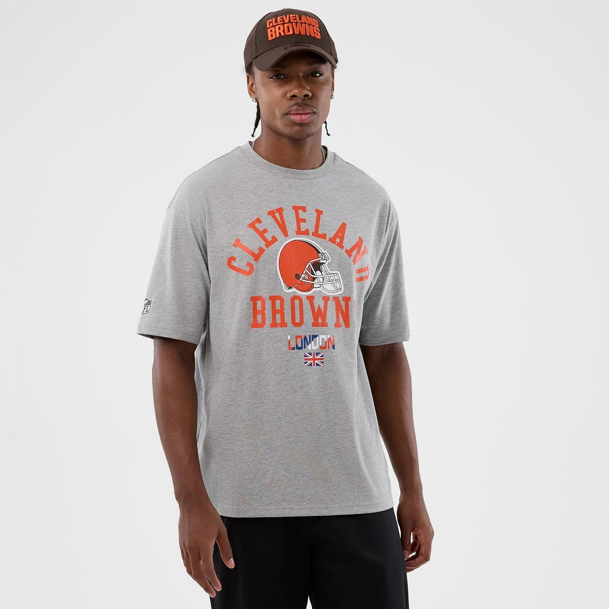 Cleveland Browns NFL International Series Games Grey Oversized T-Shirt-Benirox