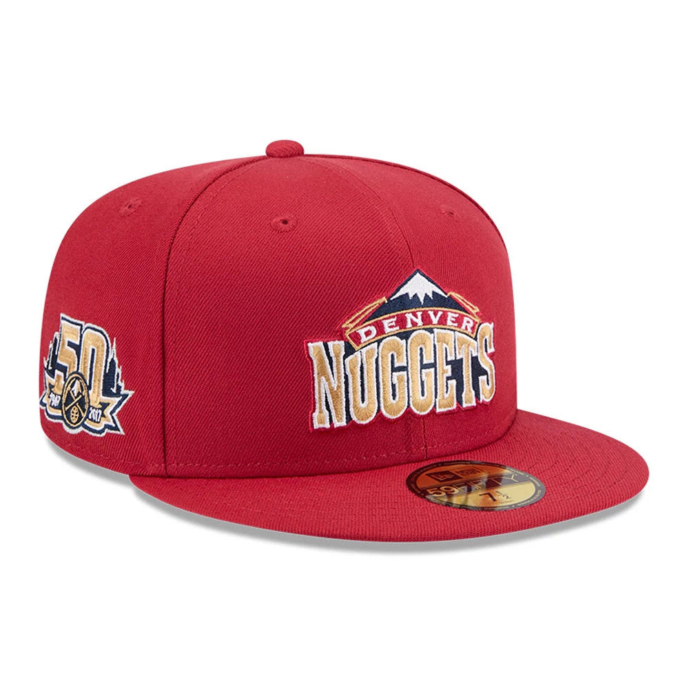 Denver Nuggets NBA Hardwood Classic Dark Red 59FIFTY Fitted Cap-Benirox