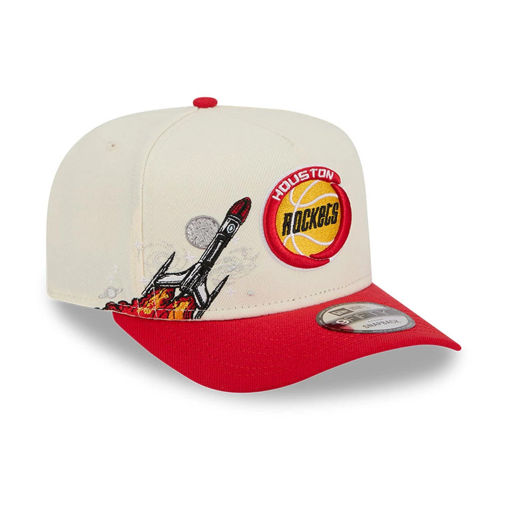 Houston Rockets NBA Red 9FIFTY A-Frame Snapback Adjustable Cap-Benirox