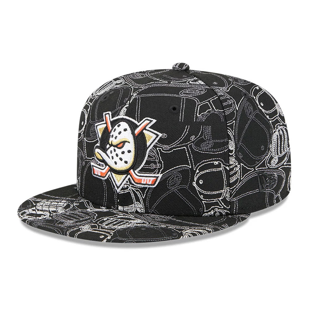 Anaheim Ducks NHL Cap Scramble Black 59FIFTY Fitted Cap-Benirox