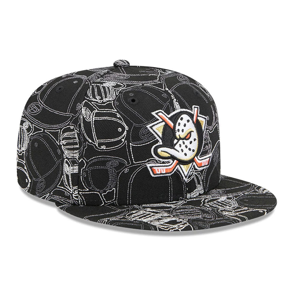 Anaheim Ducks NHL Cap Scramble Black 59FIFTY Fitted Cap-Benirox