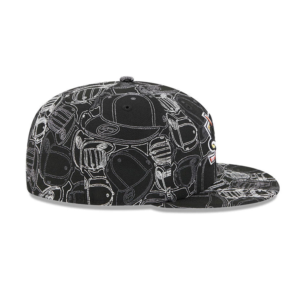 Anaheim Ducks NHL Cap Scramble Black 59FIFTY Fitted Cap-Benirox