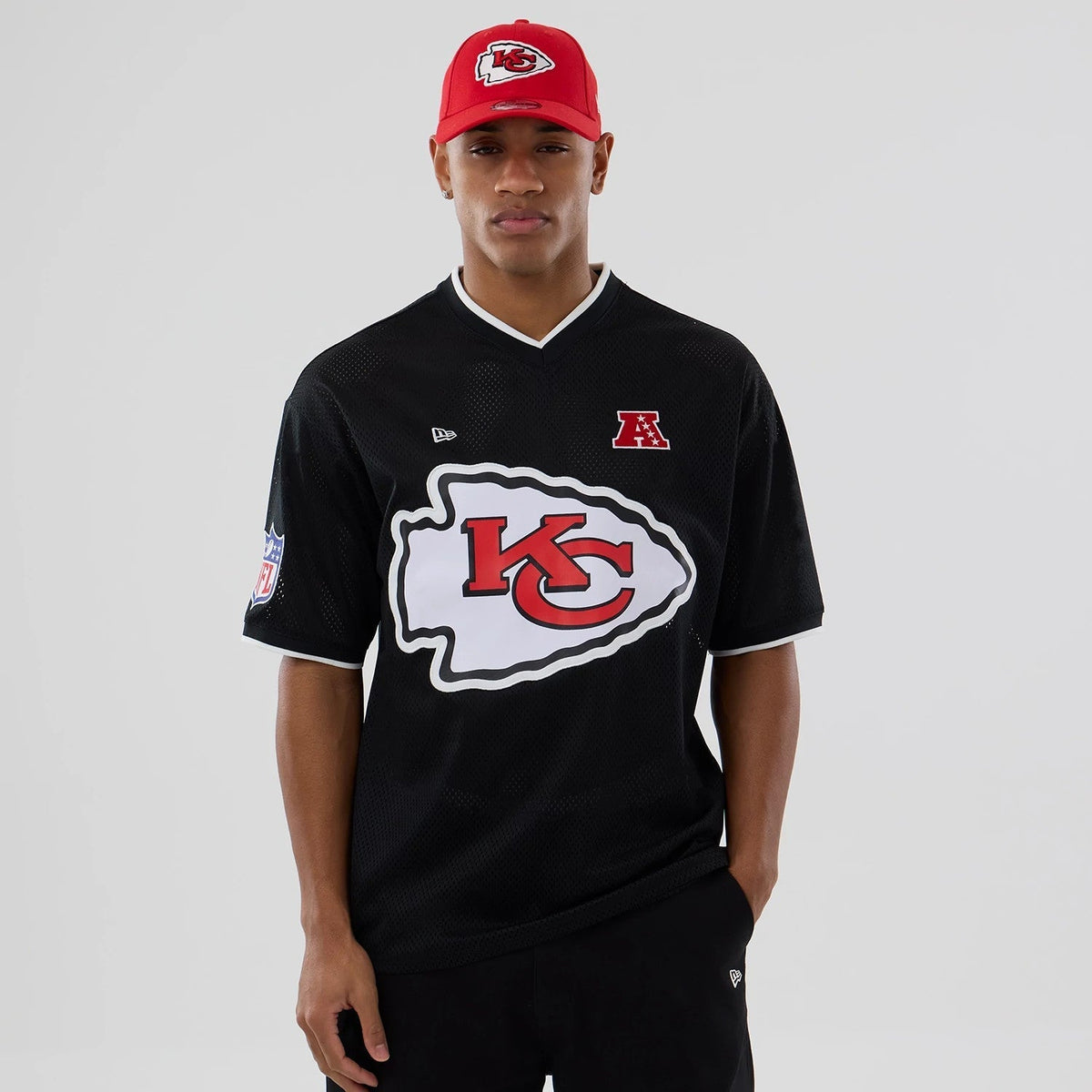 Kansas City Chiefs NFL Mesh Black Oversized T-Shirt-Benirox