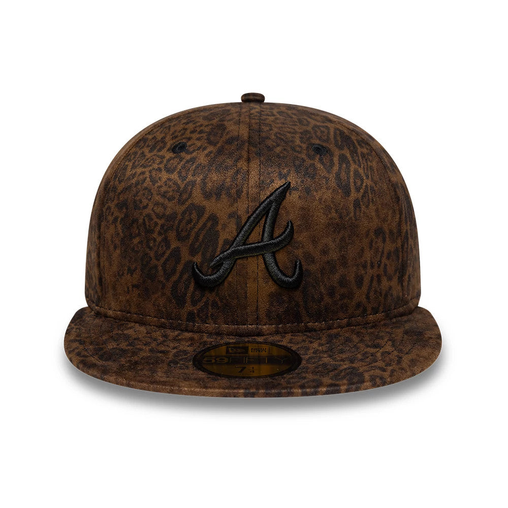 Atlanta Braves MLB Leopard Black 59FIFTY Fitted Cap-Benirox