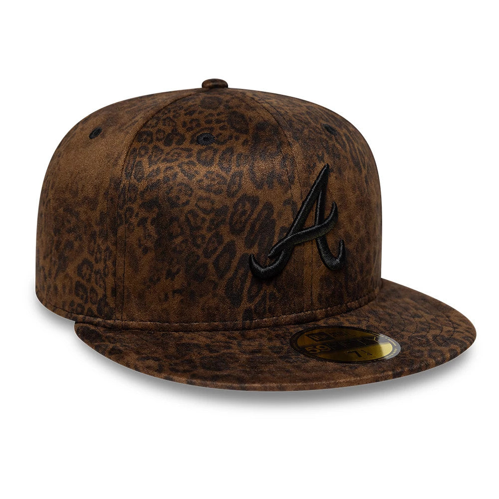 Atlanta Braves MLB Leopard Black 59FIFTY Fitted Cap-Benirox
