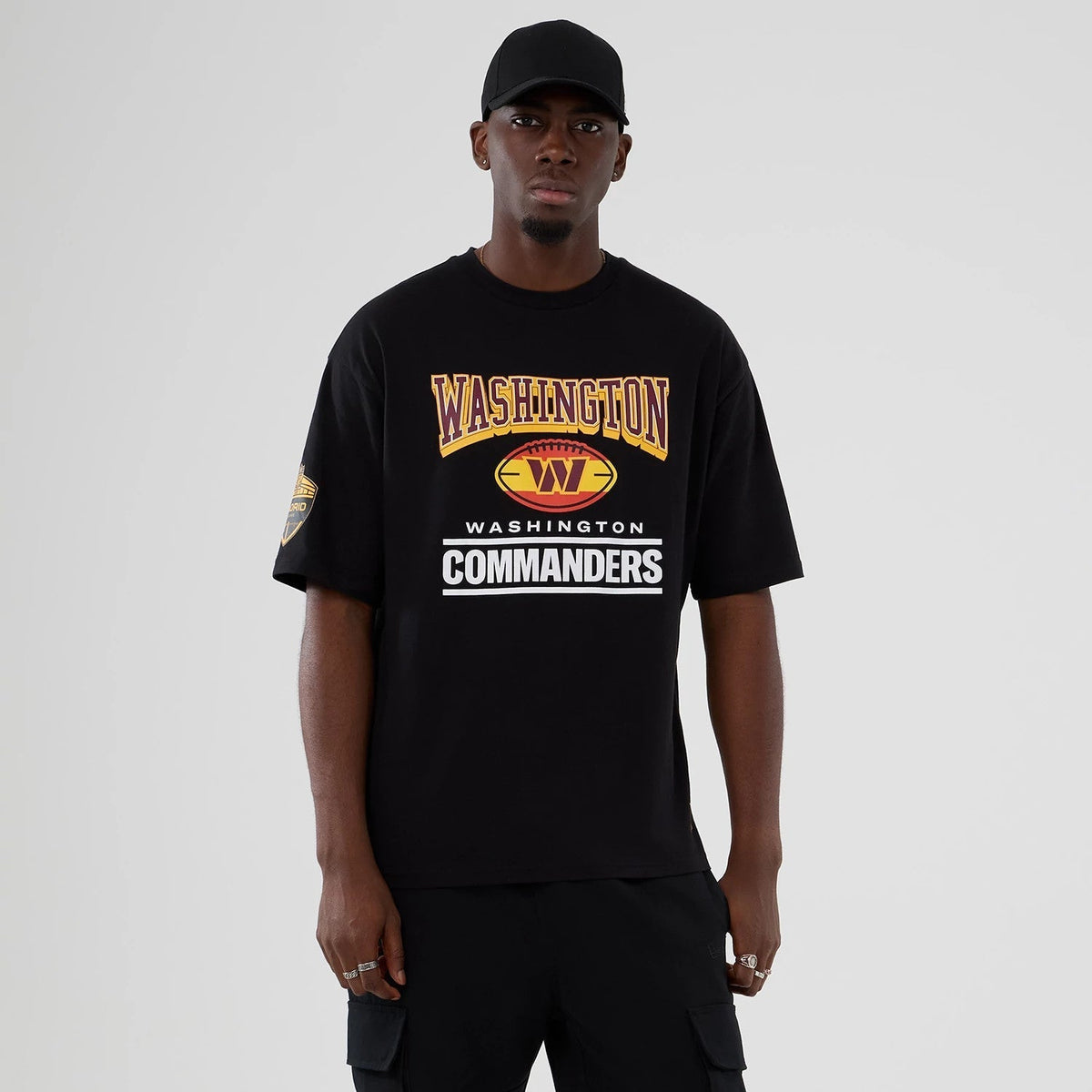 Commanders NFL International Series Games Script 2025 Black Oversized T-Shirt-Benirox