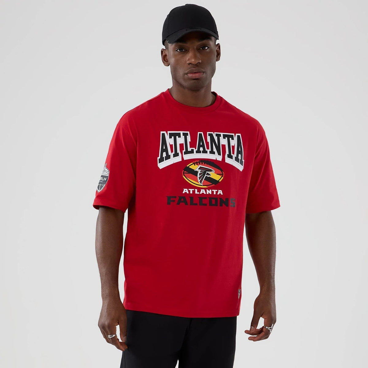 Atlanta Falcons NFL International Series Games 2025 Red Oversized T-Shirt-Benirox