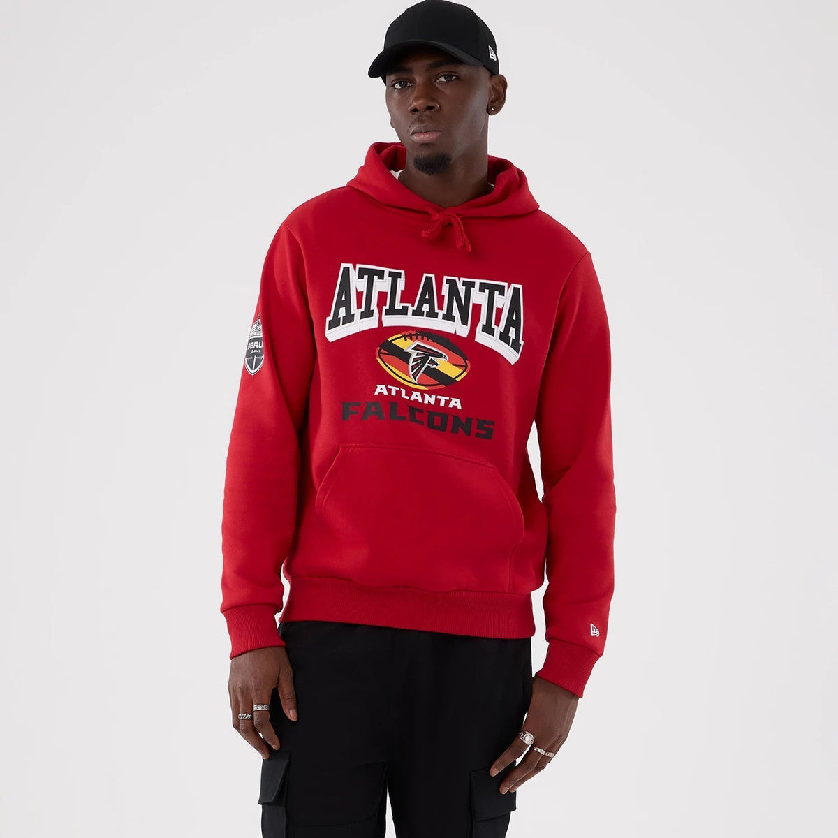 Atlanta Falcons NFL International Series Games 2025 Red Pullover Hoodie-Benirox