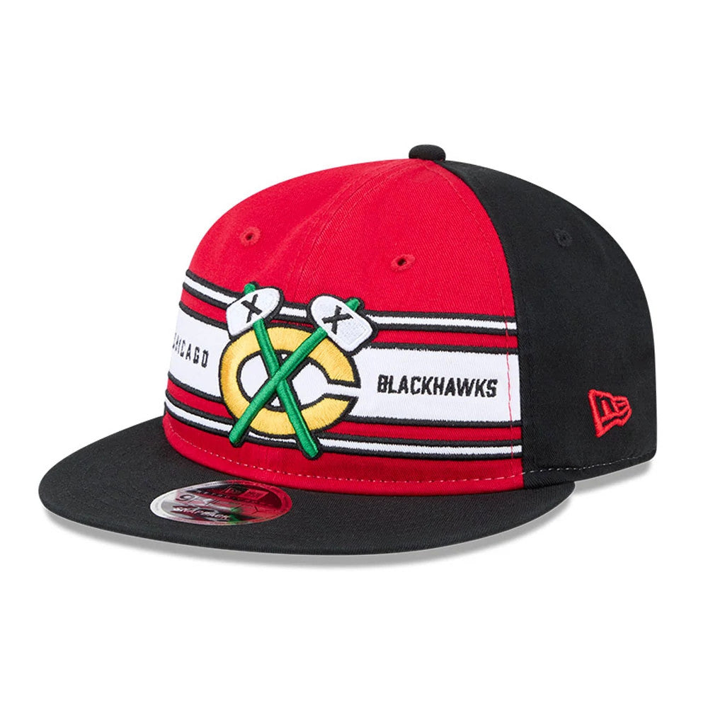 Chicago Blackhawks NHL Team Stripes Red Retro Crown 9FIFTY Adjustable Cap-Benirox