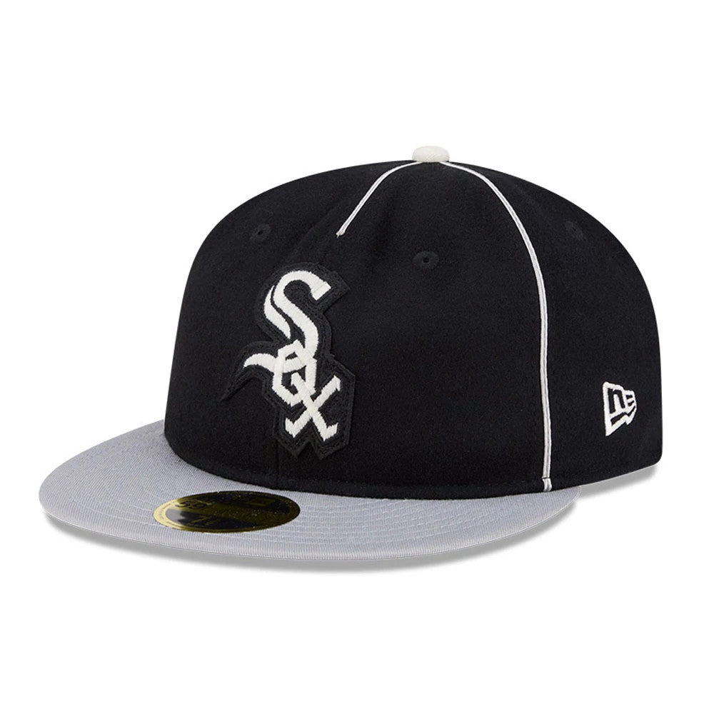 Chicago White Sox MLB Felt Logo Black Retro Crown 59FIFTY Fitted Cap-Benirox