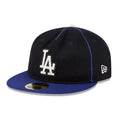 LA Dodgers MLB Felt Logo Dark Blue Retro Crown 59FIFTY Fitted Cap-Benirox
