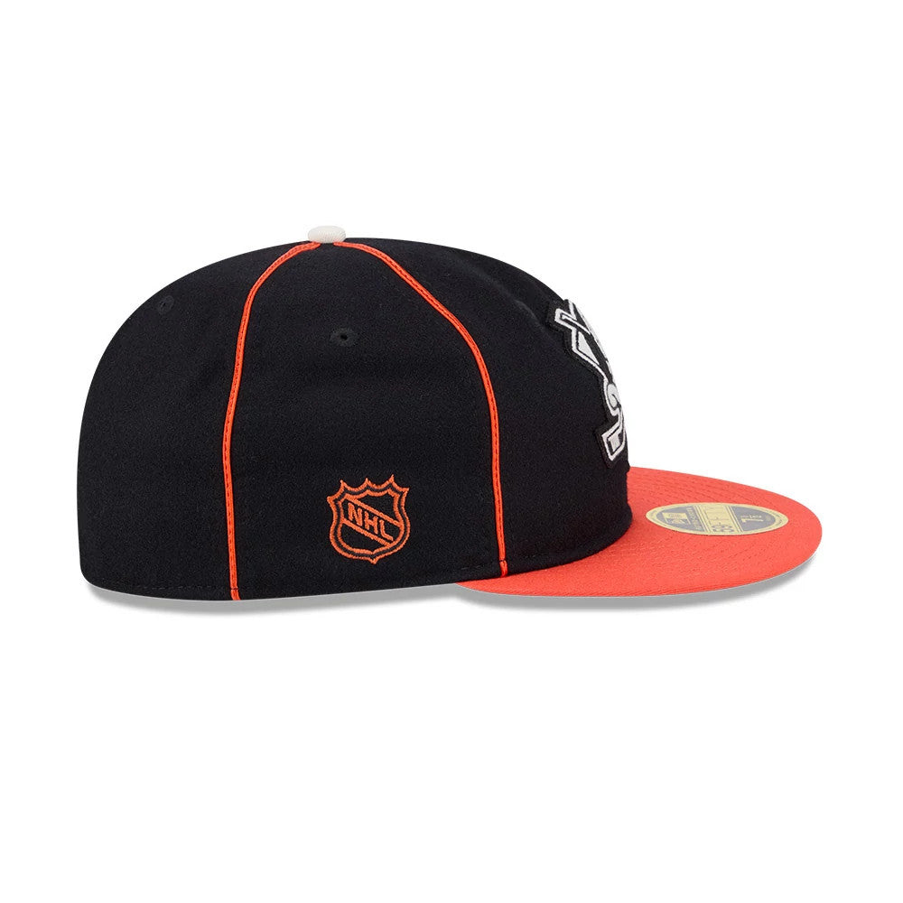 Anaheim Ducks NHL Felt Logo Black Retro Crown 59FIFTY Fitted Cap-Benirox