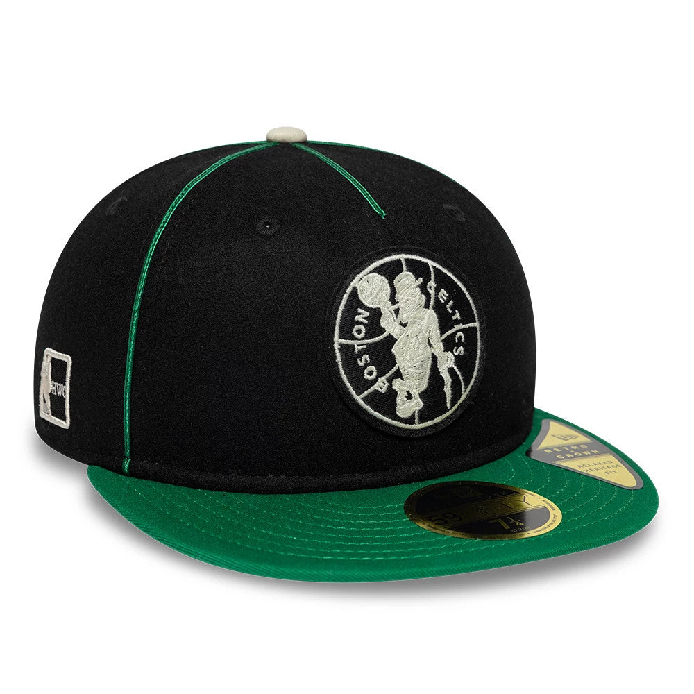 Boston Celtics NBA Felt Logo Green Retro Crown 59FIFTY Fitted Cap-Benirox