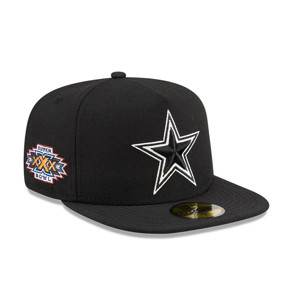 Dallas Cowboys NFL Chiseled Embroidery Black 59FIFTY A-Frame Fitted Cap-Benirox