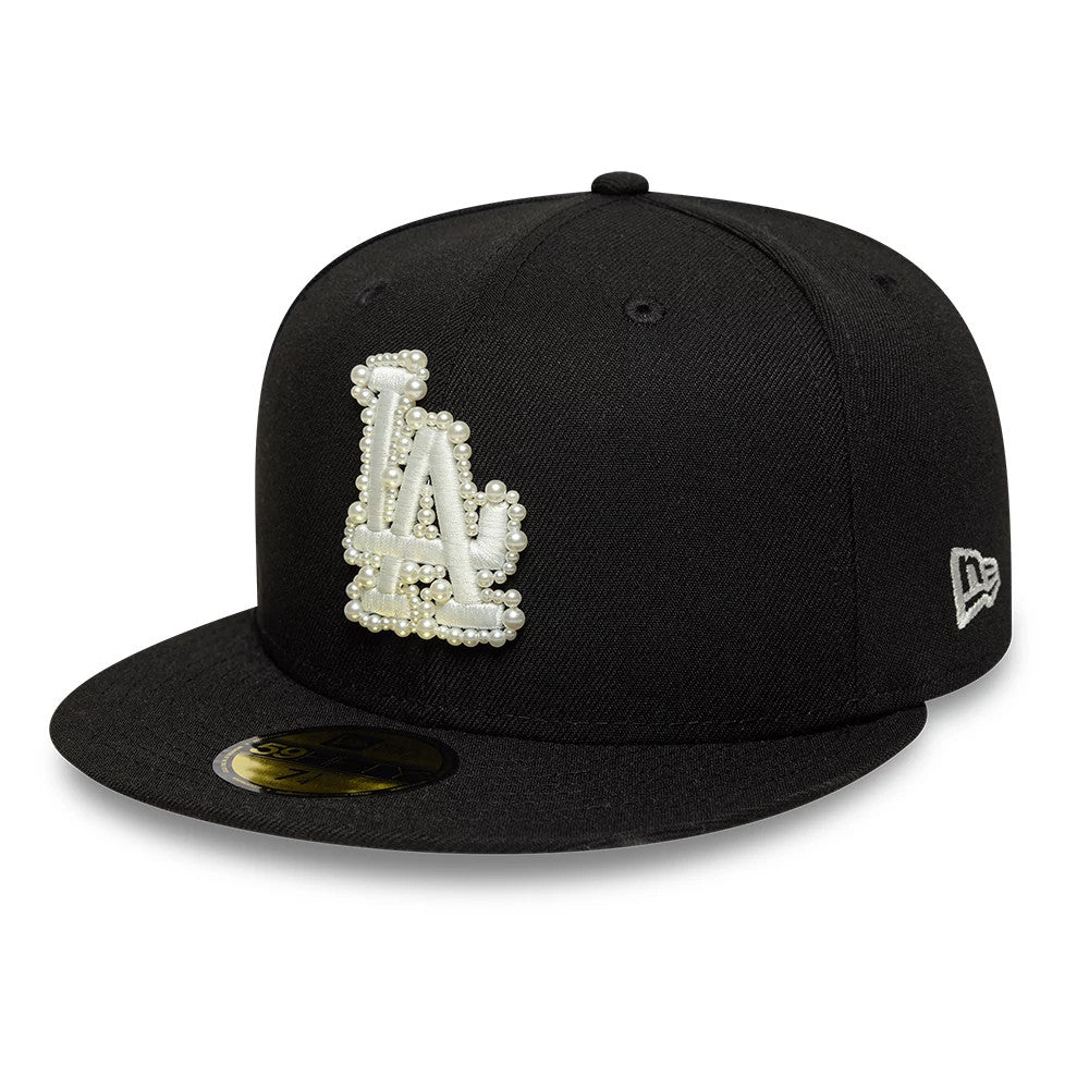 LA Dodgers MLB Faux Pearl Black 59FIFTY Fitted Cap-Benirox