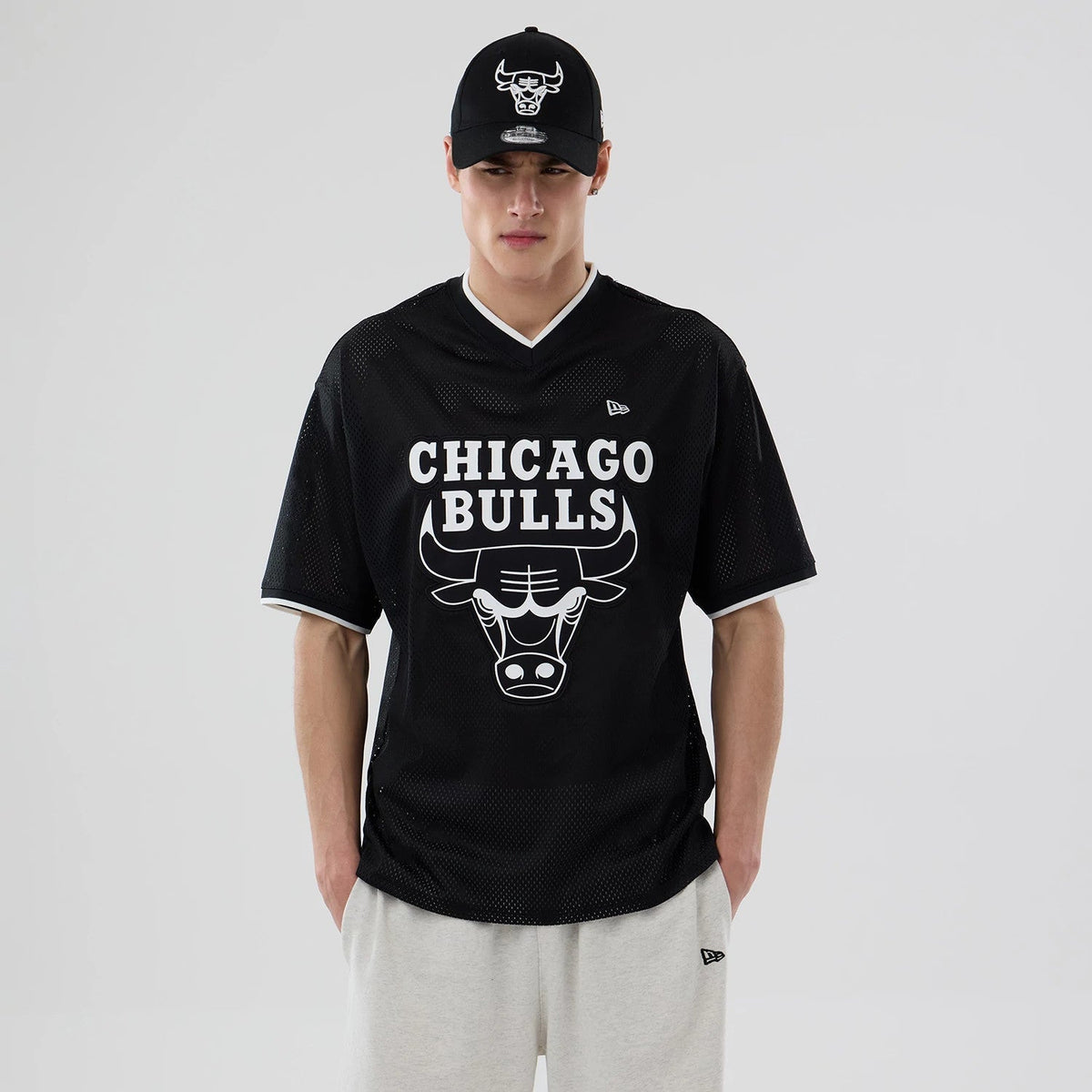 Chicago Bulls NBA Mesh Black Oversized T-Shirt-Benirox