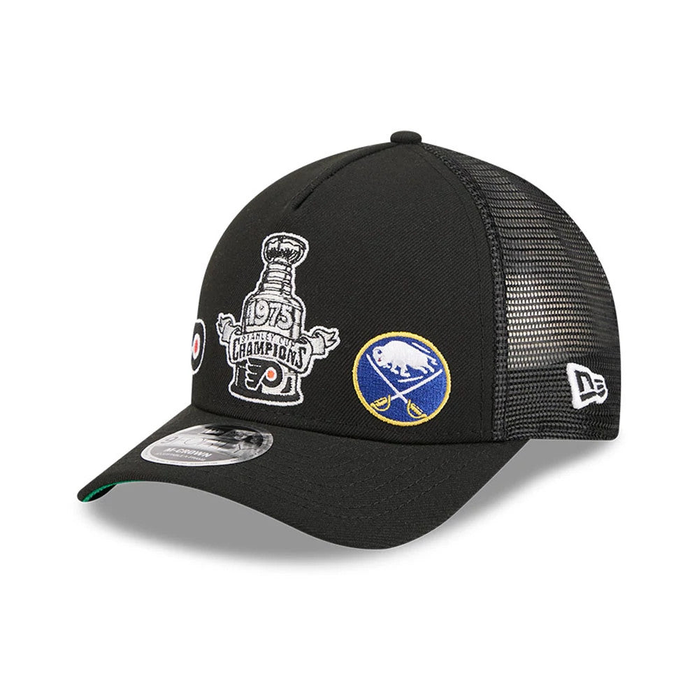 Flyers NHL Stanley Cup Black 9FORTY M-Crown A-Frame Trucker Adjustable Cap-Benirox