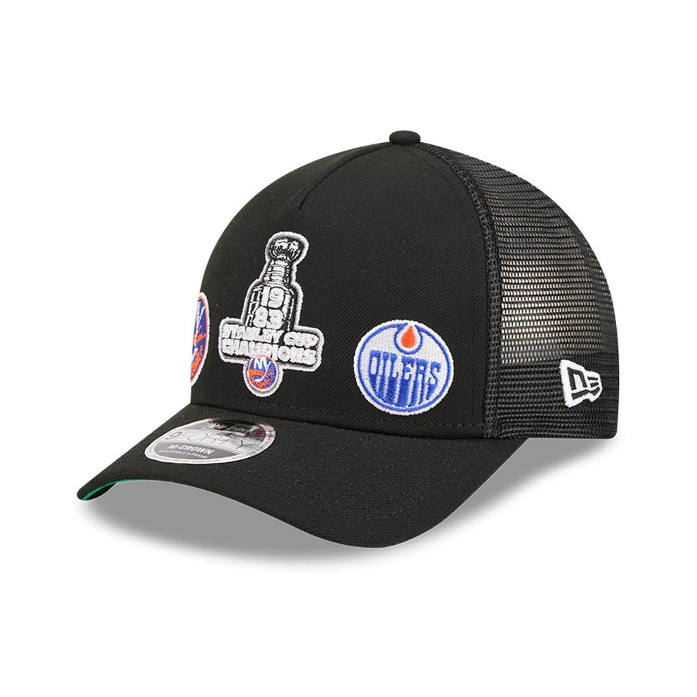 Islanders NHL Stanley Cup Black 9FORTY M-Crown A-Frame Trucker Adjustable Cap-Benirox