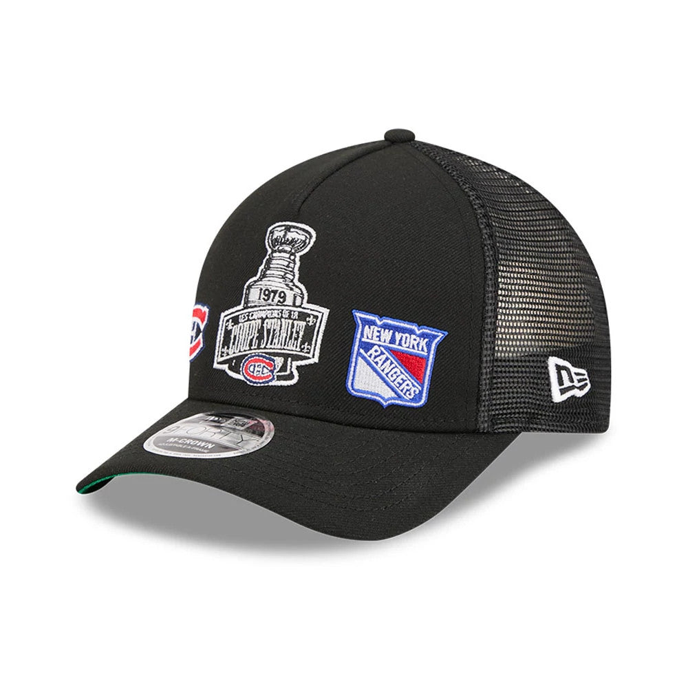 Canadiens NHL Stanley Cup Black 9FORTY M-Crown A-Frame Trucker Adjustable Cap-Benirox