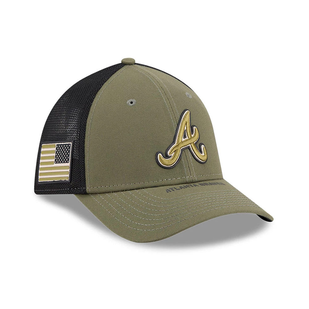 Braves MLB Armed Forces Day 2026 Green 39THIRTY M-Crown Stretch Fit Cap-Benirox