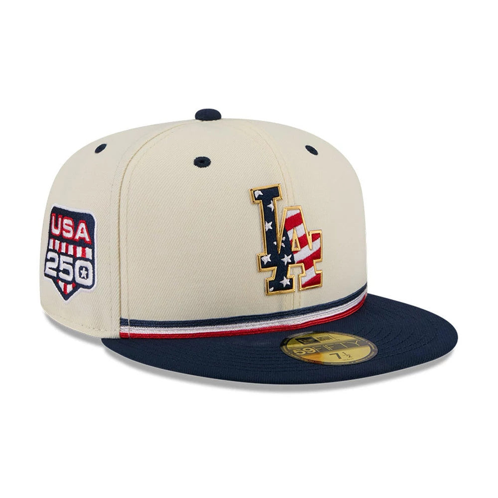 LA Dodgers MLB 4th Of July 2026 Cream 59FIFTY Fitted Cap-Benirox