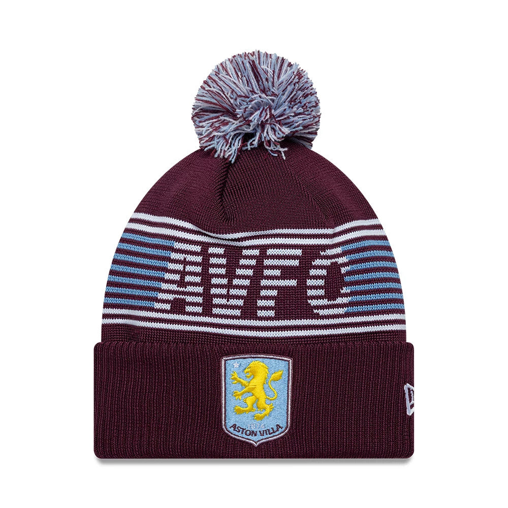 Aston Villa FC Dark Red Bobble Knit Beanie Hat-Benirox