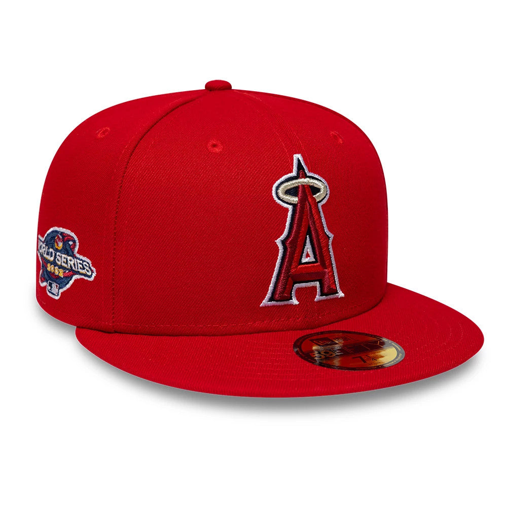 LA Angels MLB Sidepatch Satin Lined Red 59FIFTY Fitted Cap-Benirox