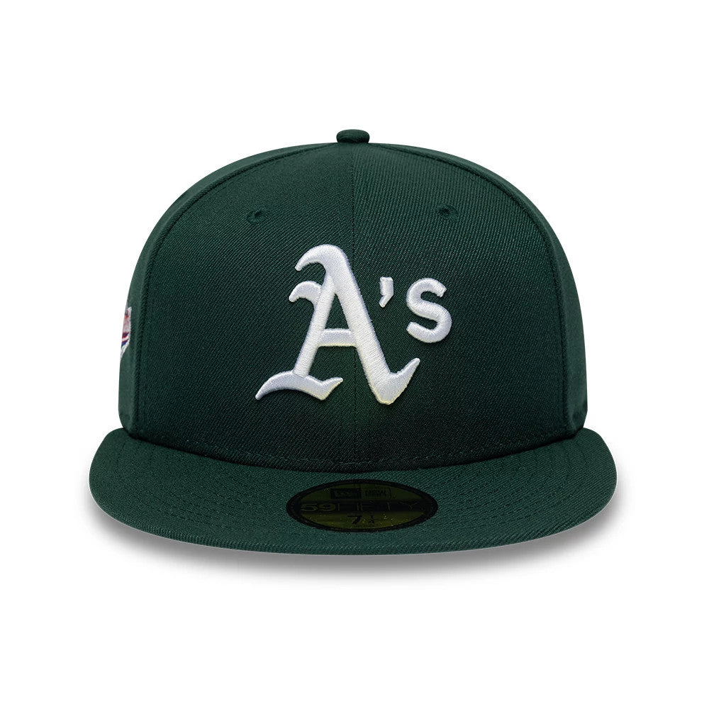 Athletics MLB Sidepatch Satin Lined Dark Green 59FIFTY Fitted Cap-Benirox