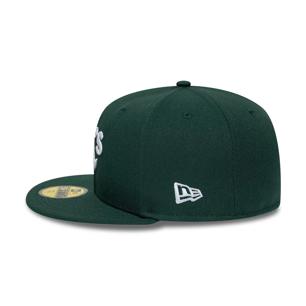 Athletics MLB Sidepatch Satin Lined Dark Green 59FIFTY Fitted Cap-Benirox