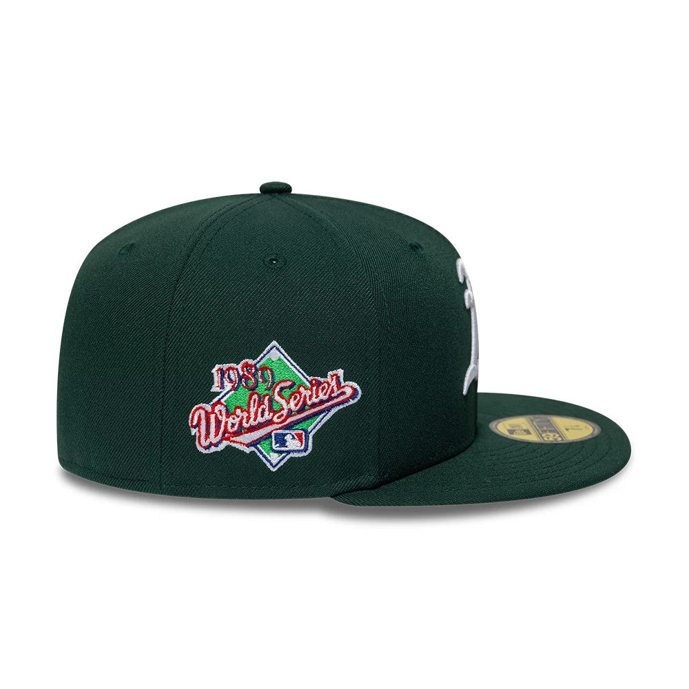 Athletics MLB Sidepatch Satin Lined Dark Green 59FIFTY Fitted Cap-Benirox