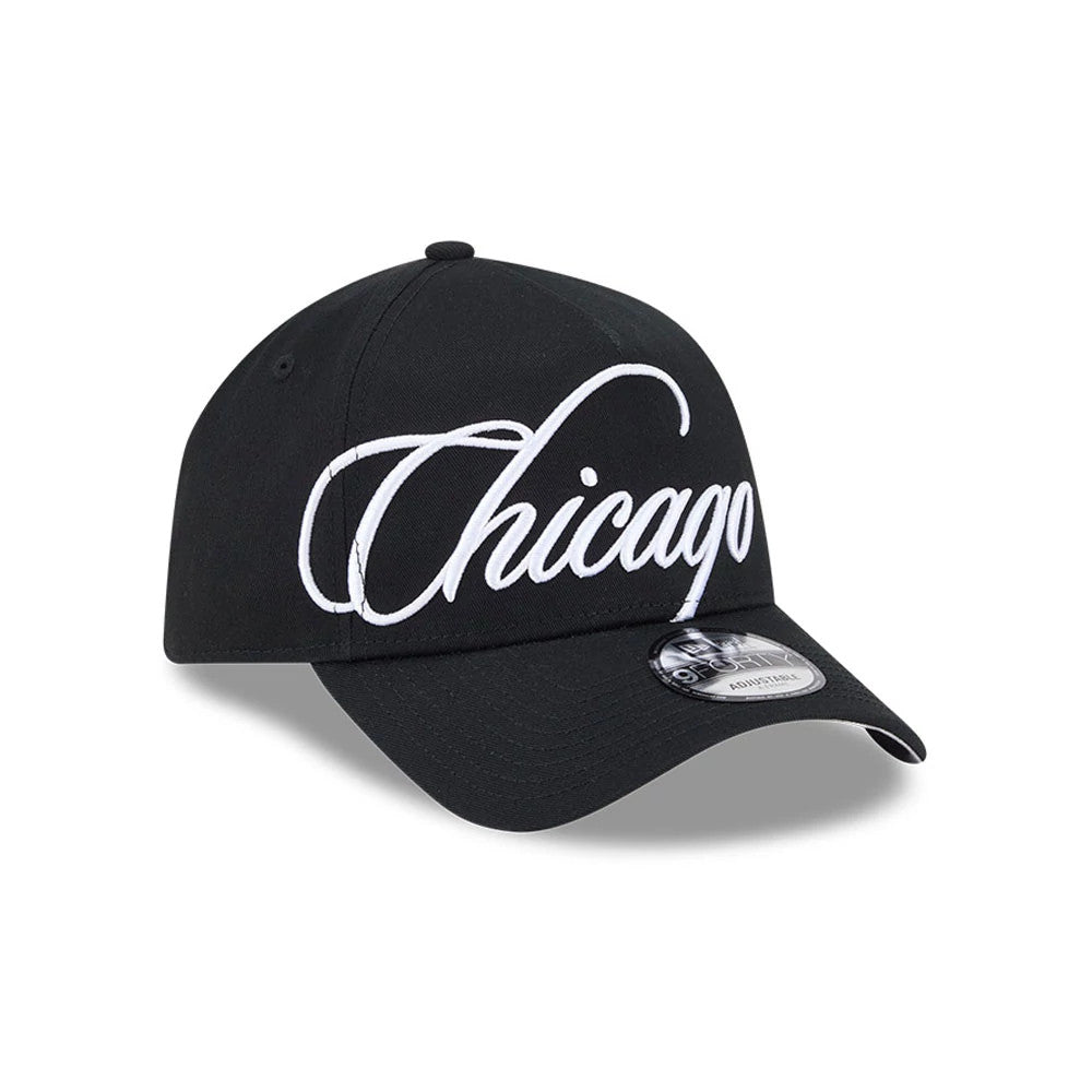 Chicago White Sox MLB Calligraphy Black 9FORTY A-Frame Adjustable Cap-Benirox