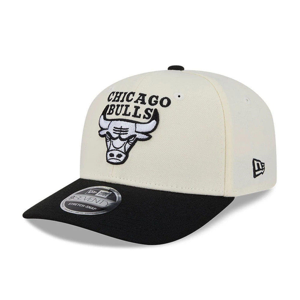 Bulls NBA 2 Tone Cream & Black 9SEVENTY Stretch Snap Adjustable Cap-Benirox