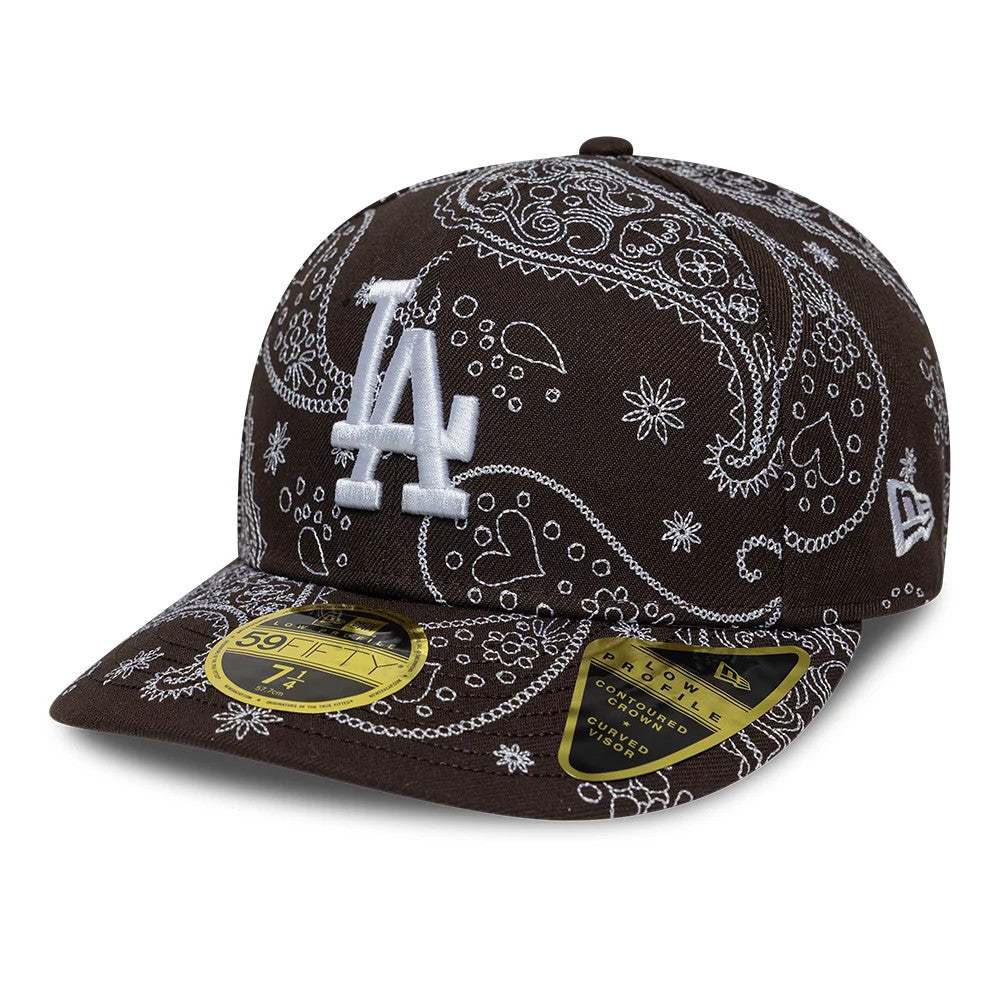 LA Dodgers MLB All Over Paisley Dark Brown Low Profile 59FIFTY Fitted Cap-Benirox