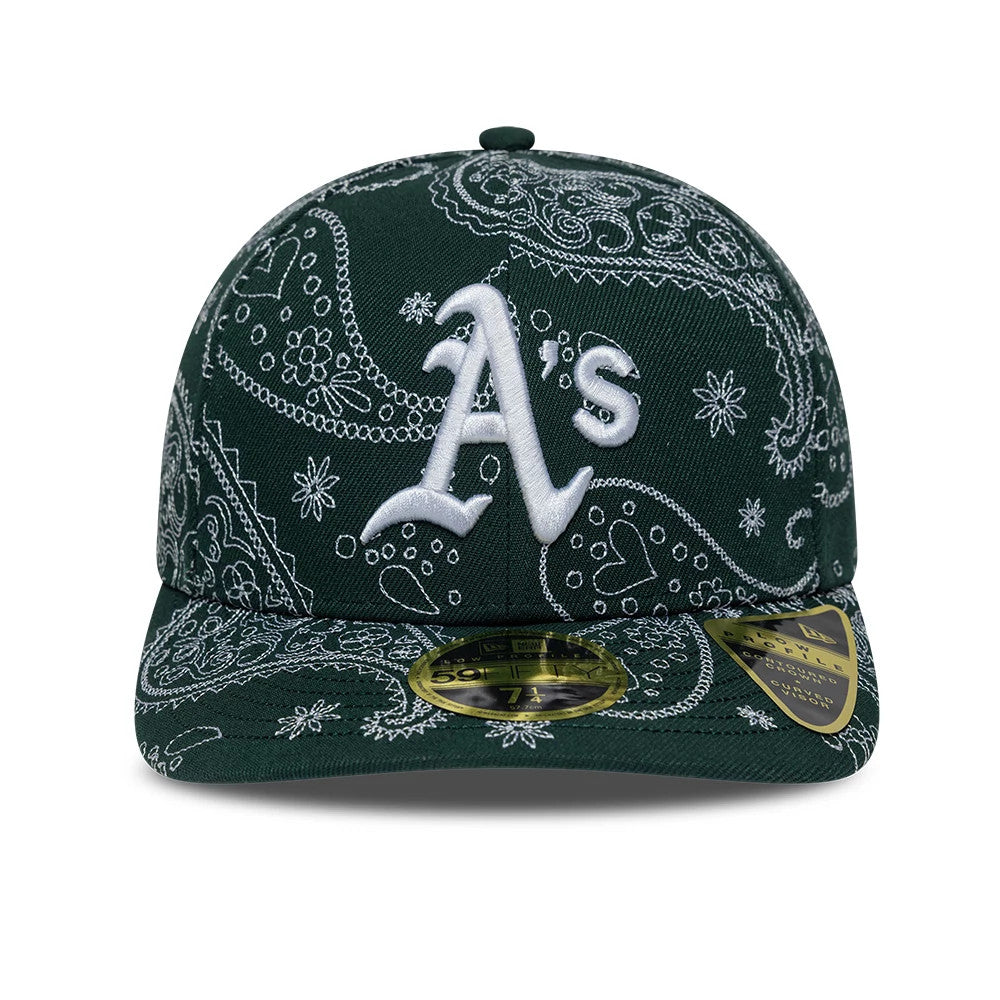 Athletics MLB All Over Paisley Dark Green Low Profile 59FIFTY Fitted Cap-Benirox