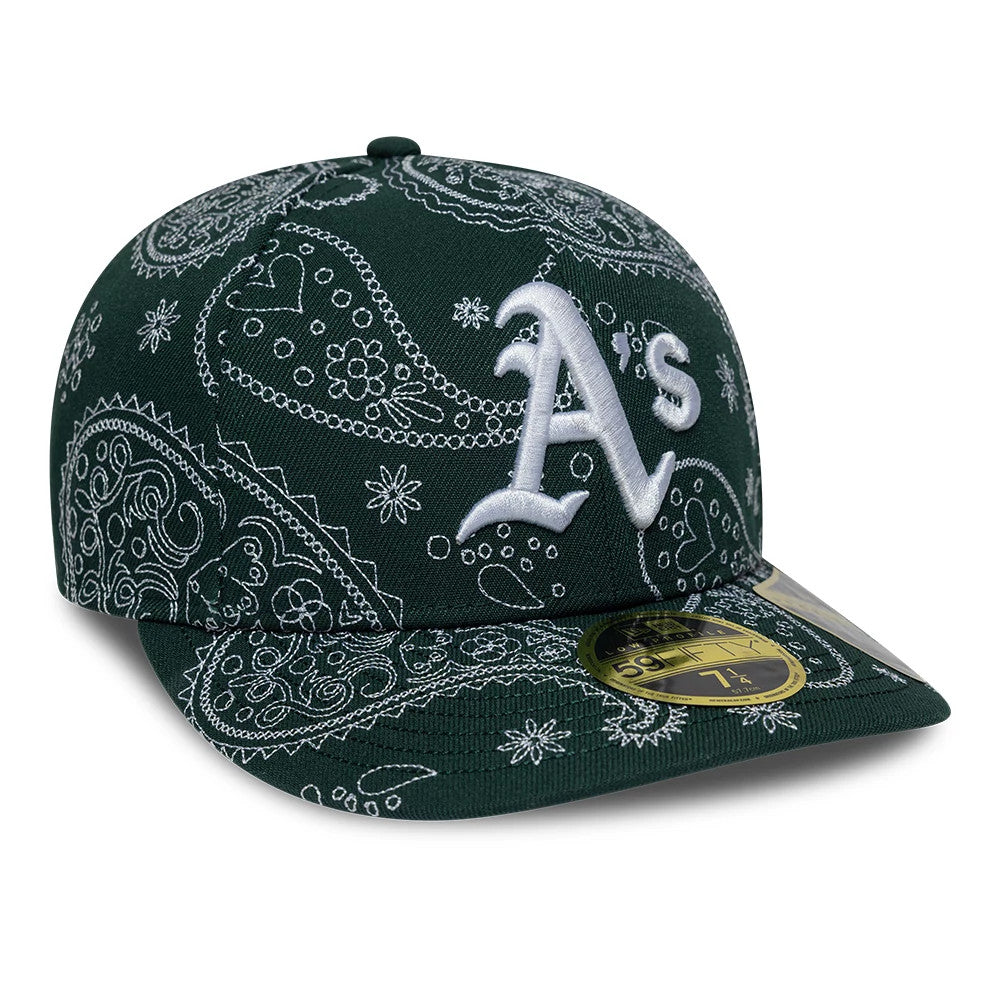 Athletics MLB All Over Paisley Dark Green Low Profile 59FIFTY Fitted Cap-Benirox