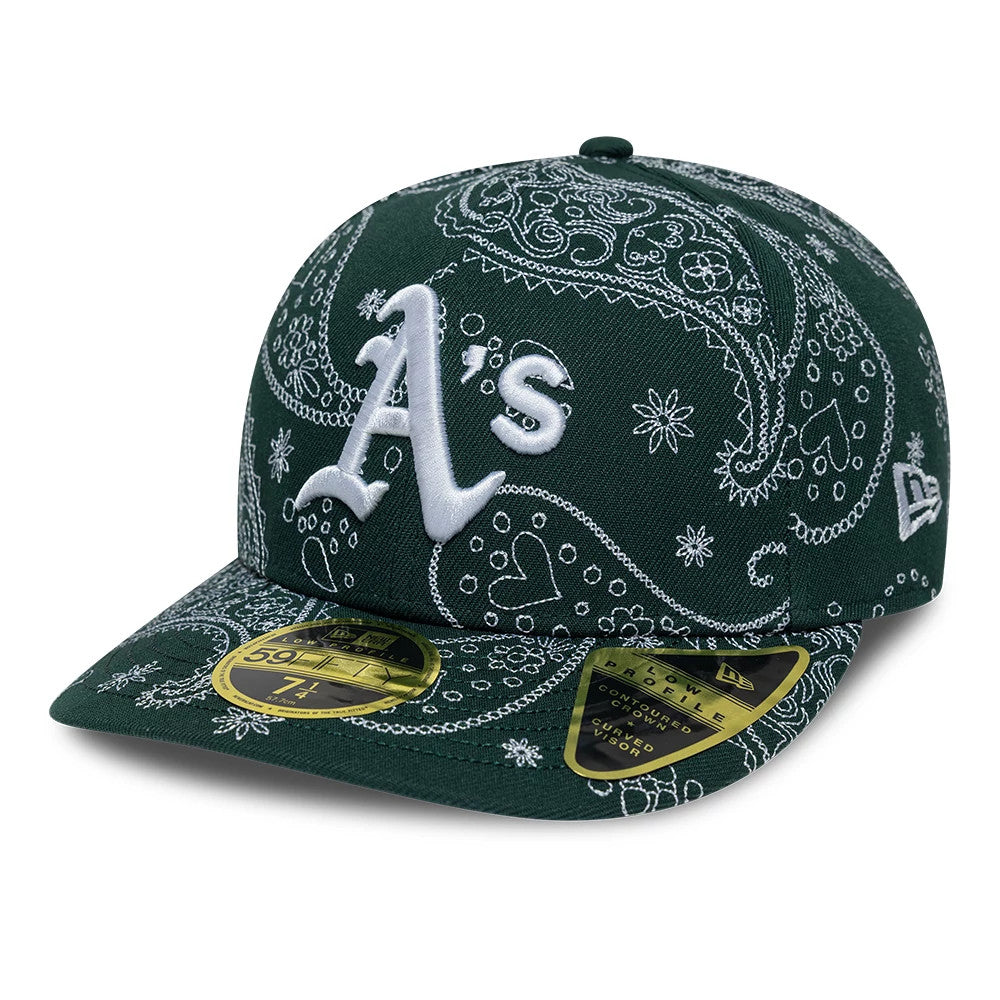 Athletics MLB All Over Paisley Dark Green Low Profile 59FIFTY Fitted Cap-Benirox
