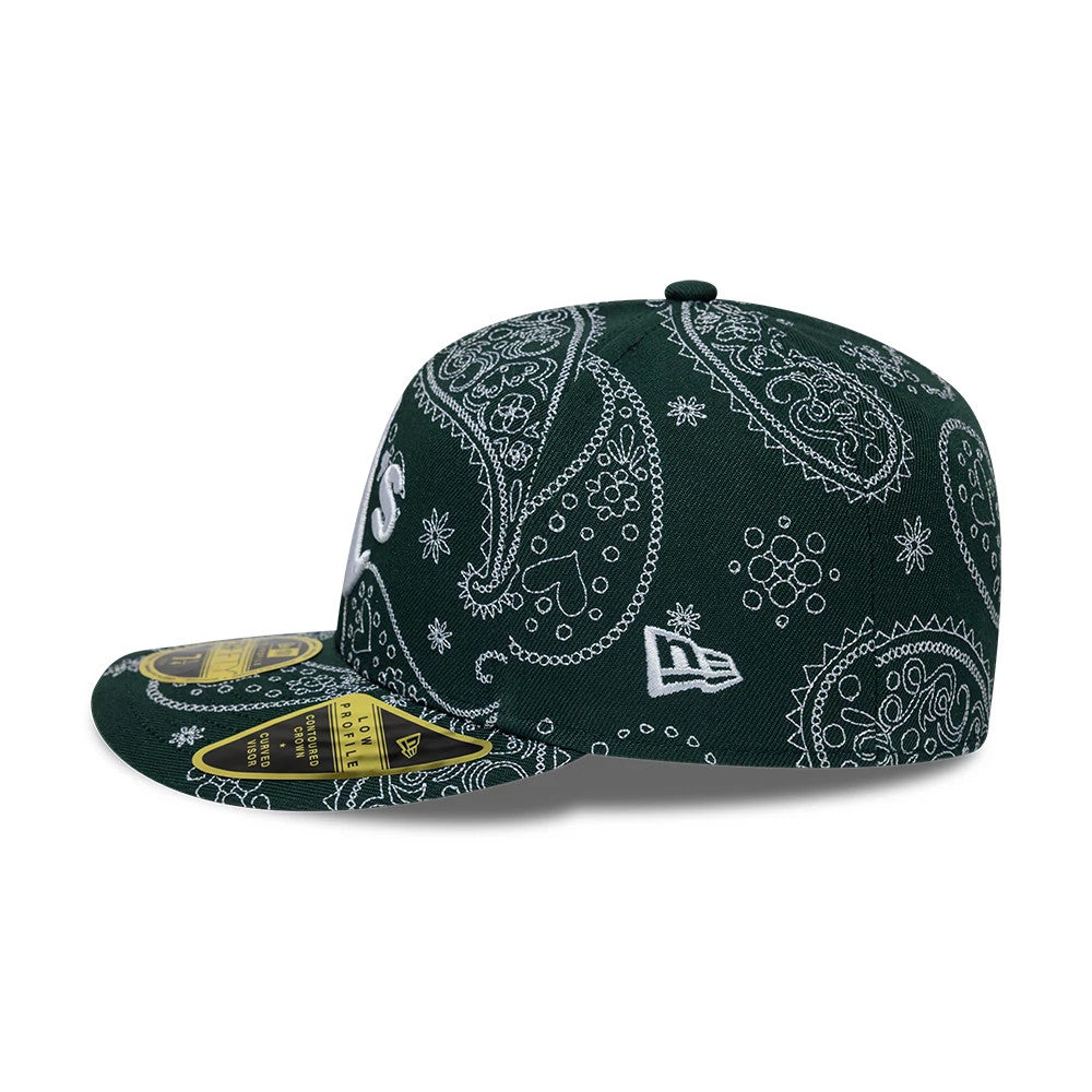 Athletics MLB All Over Paisley Dark Green Low Profile 59FIFTY Fitted Cap-Benirox