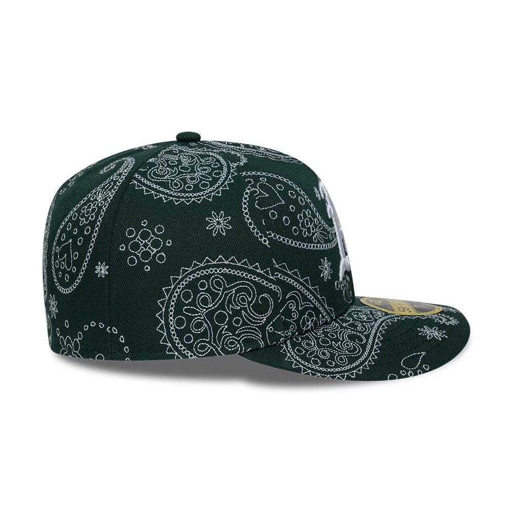 Athletics MLB All Over Paisley Dark Green Low Profile 59FIFTY Fitted Cap-Benirox