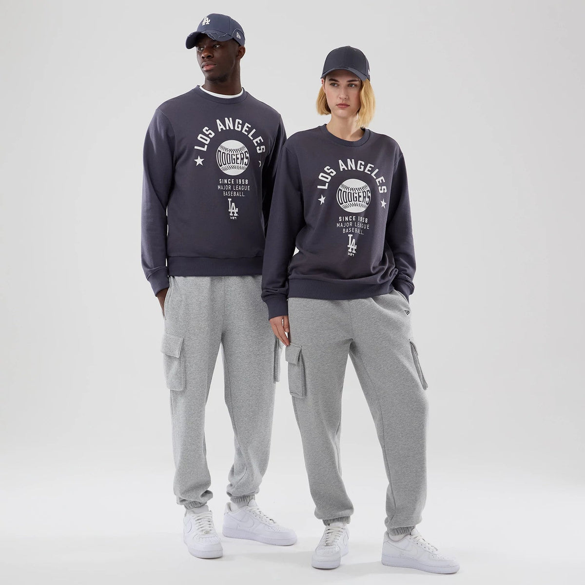 LA Dodgers MLB Graphic Grey Oversized Crew Neck Sweater-Benirox
