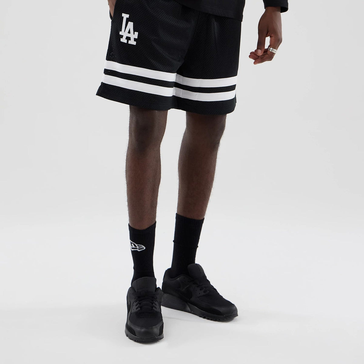 LA Dodgers MLB Mesh Black Oversized Shorts-Benirox