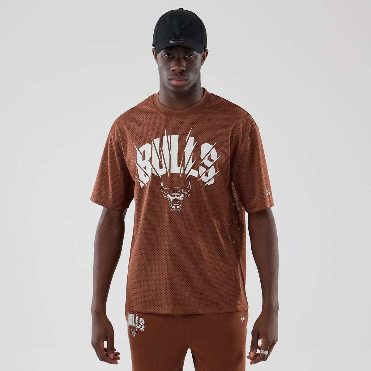 Chicago Bulls NBA Core Plus Mesh Brown Oversized T-Shirt-Benirox
