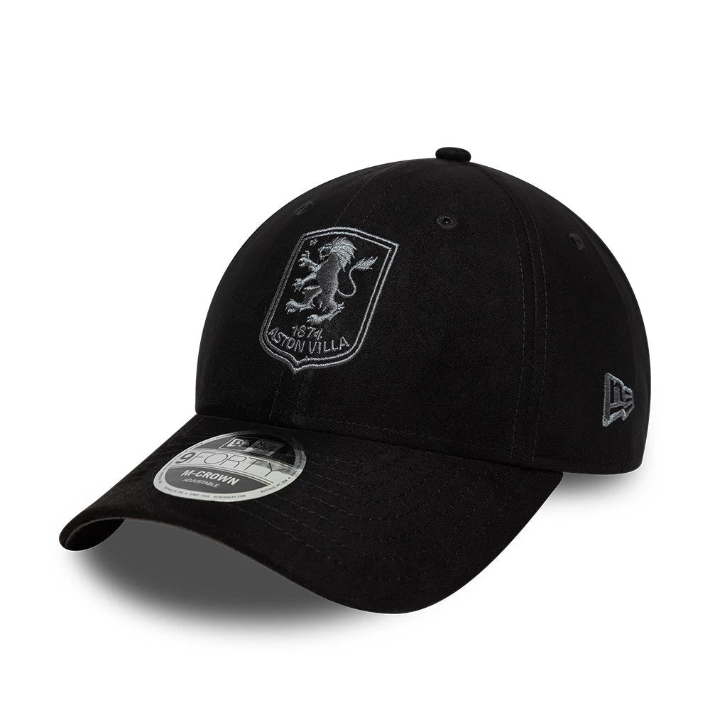Aston Villa FC Faux Suede Black 9FORTY M-Crown Adjustable Cap-Benirox