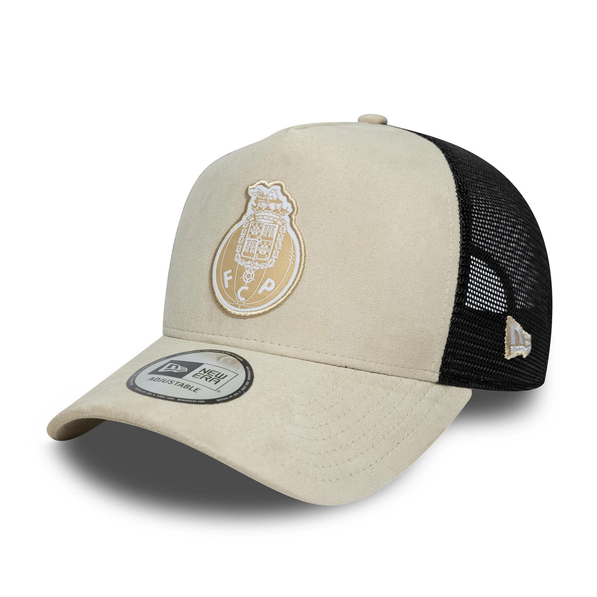FC Porto Faux Suede Cream 9FORTY A-Frame Trucker Adjustable Cap-Benirox