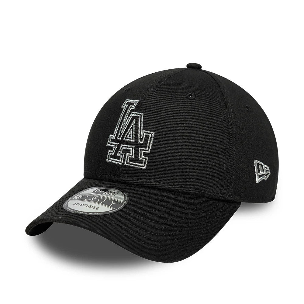 LA Dodgers MLB Metallic Outline Black 9FORTY Adjustable Cap-Benirox