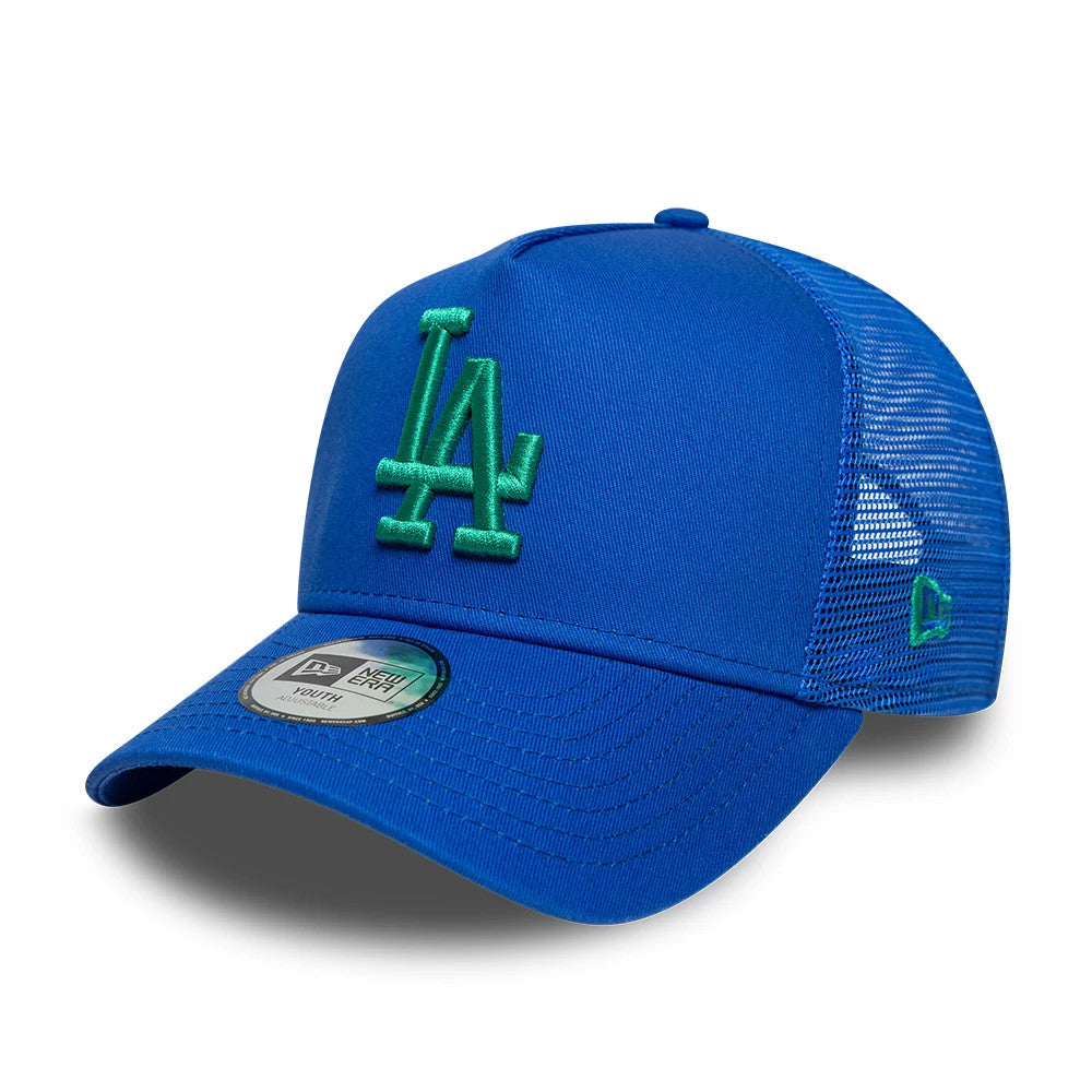Dodgers Youth MLB League Essential Bright Blue 9FORTY A-Frame Trucker Adjustable Cap-Benirox