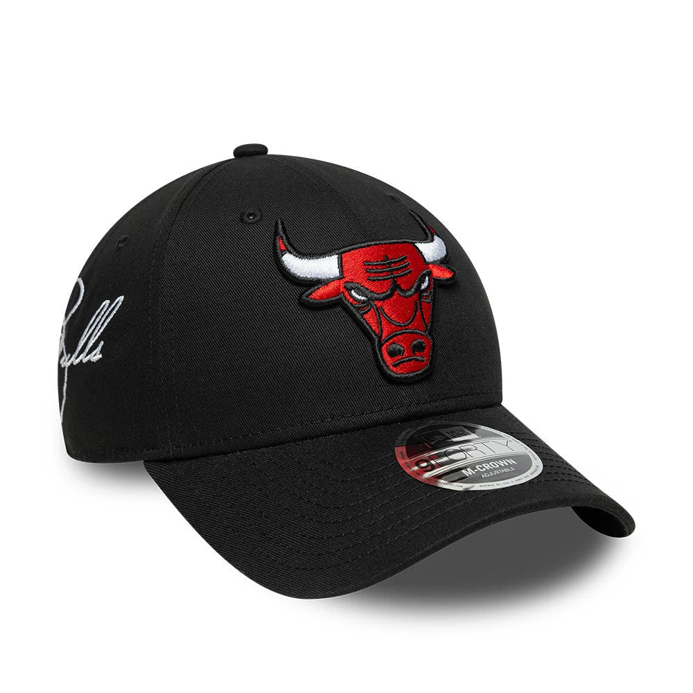 Chicago Bulls NBA Side Script Black 9FORTY M-Crown Adjustable Cap-Benirox