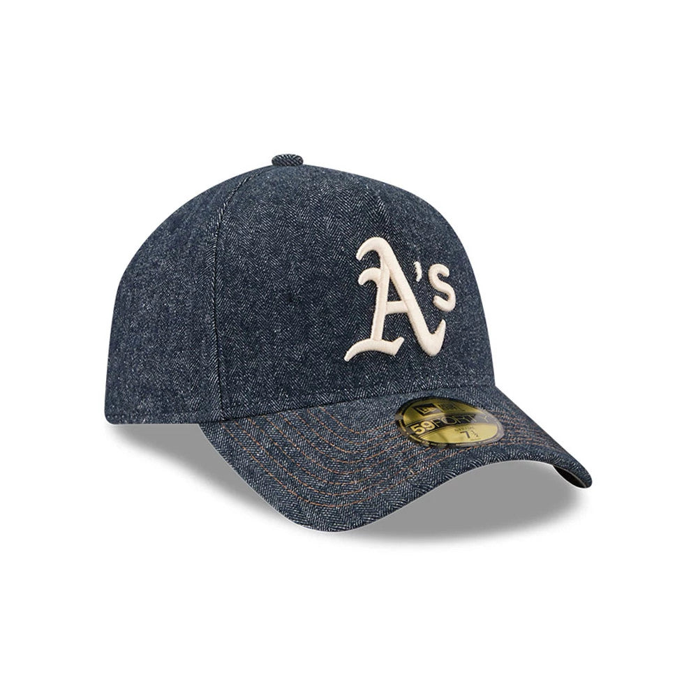 Athletics MLB Herringbone Denim Navy 59FORTY A-Frame Fitted Cap-Benirox