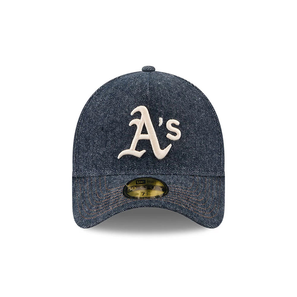 Athletics MLB Herringbone Denim Navy 59FORTY A-Frame Fitted Cap-Benirox